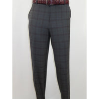 Men Renoir Suit Super 140 Wool Side Vent Classic Fit English Plaid 559-2 Gray