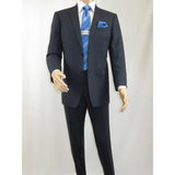 Men Renoir Suit Super 140 Wool Side Vent Slim Fit English Plaid 559-3 Navy Blue