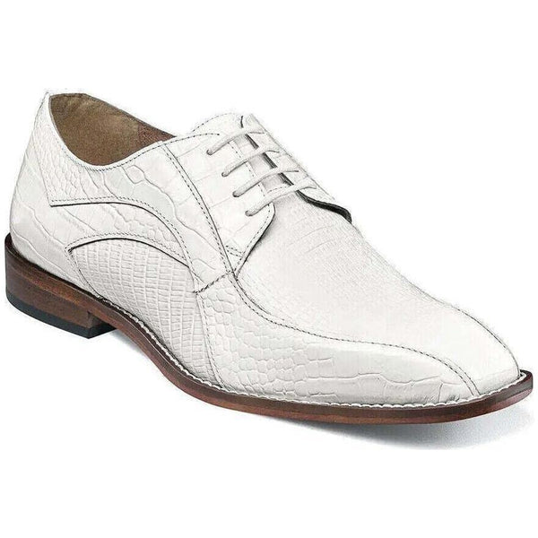 Stacy Adams Turano Bike Toe Oxford Croc Print Shoes White 25576-100