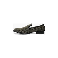 Stacy Adams Men Shoes Swagger Studded Slip On Satin Black Gold 25228-715