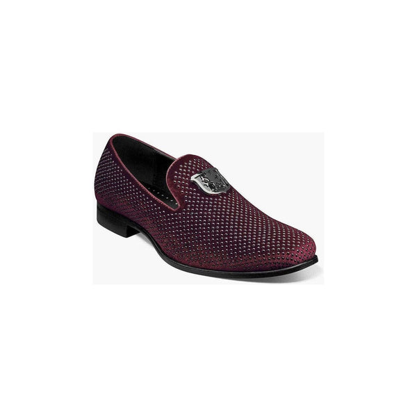 Stacy Adams Men Shoes Swagger Studded Slip On Satin Burgundy 25228-601