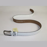 Men Genuine Leather Belt PIERO ROSSI Turkey Soft Grain Hand Stitch 301 White