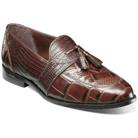 Stacy Adams Santana II Moc Toe Tassel Slip On Shoe Animal Print Cognac 25574-221