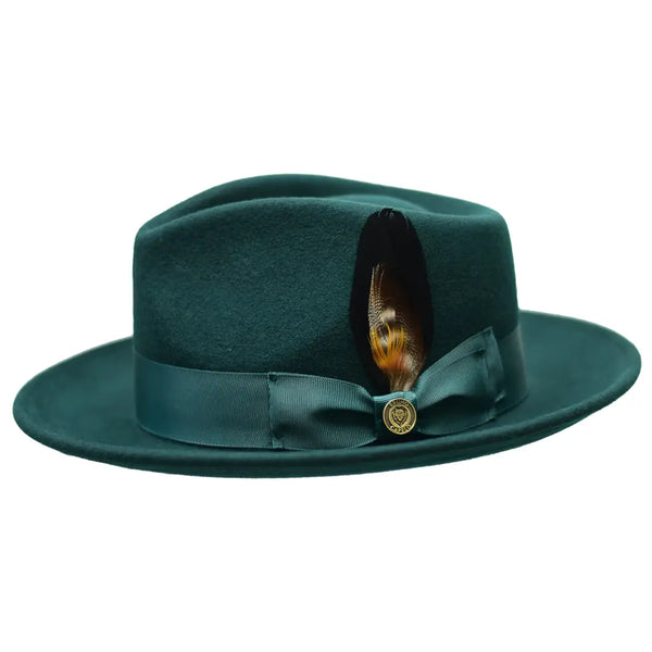 Bruno Capelo Hat Australian Wool Fedora Teardrop Crushable Bel Air BL598 H.Green