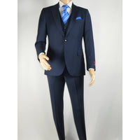 Men Suit BERLUSCONI Turkey 100% Italian Wool Super 180's 3pc Vested #Ber16 Navy