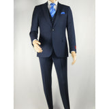 Men Suit BERLUSCONI Turkey 100% Italian Wool Super 180's 3pc Vested #Ber16 Navy