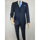 Men Suit BERLUSCONI Turkey 100% Italian Wool Super 180's 3pc Vested #Ber16 Navy