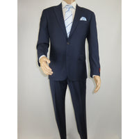 Men Suit BERLUSCONI Turkey 100% Soft Italian Wool Super 180's #Ber28 Navy Blue