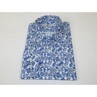 Men's EMILIO CERUTTI Sport Shirt 100% Cotton #EMC6 Multi Blue Floral