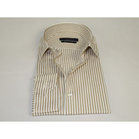 Men's Shirt ENZO PARK Turkey Soft Cotton Wrinkle Resistant Enzo7 Tan Stripe