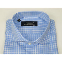 Men's Shirt FAMOZO Turkey 100% Cotton Cut-away Collar French Cuffs FA5 Blue