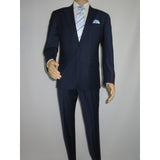 Men Suit BERLUSCONI Turkey 100% Soft Italian Wool Super 180's #Ber28 Navy Blue