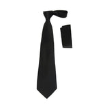 Men's Satin Tie Hankie Set J.Valintin Private Collection R63 Black Solid