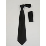 Men's Satin Tie Hankie Set J.Valintin Private Collection R63 Black Solid