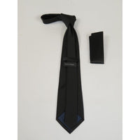 Men's Satin Tie Hankie Set J.Valintin Private Collection R63 Black Solid