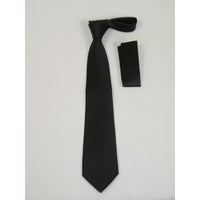 Men's Satin Tie Hankie Set J.Valintin Private Collection R63 Black Solid