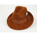 Men Bruno Capelo Hat Australian Wool Rabbit Fur Look Felt Fedora RA762 Cognac