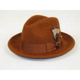 Men Bruno Capelo Hat Australian Wool Rabbit Fur Look Felt Fedora RA762 Cognac