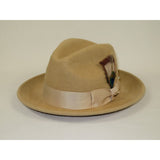 Men Bruno Capelo Hat Australian Wool Rabbit Fur Look Felt Fedora RA764 Tan