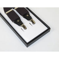 ELEGANT Suspenders Clip on and Button Option for Slacks or Suit Pants Brown