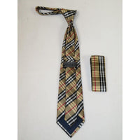 Men's Vito Rofolo From Italy Tie Hankie Gift Boxed 100% Silk VR-26 Gold Plaid