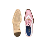 Belvedere Ostrich Quill Italian Leather Wing Tip Shoes Sesto Rose Pink White R54 - J.Valintin Men's Wear Legend - Sesto Rose Pink R54_10