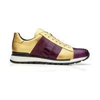 Belvedere Sneakers Blake Genuine Ostrich and Soft Italian Calf Purple/Gold - J.Valintin Men's Wear Legend - Blake 33629 Puple/Gold - 10