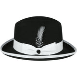 Bruno Capelo Dress Hat Australian Wool Homburg Godfather GF111 Black white - J.Valintin Men's Wear Legend - 19584