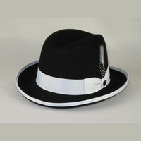 Bruno Capelo Dress Hat Australian Wool Homburg Godfather GF111 Black white - J.Valintin Men's Wear Legend - 19584