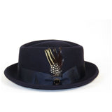 Bruno Capelo Hat Wool Fedora Diamond Crown Santana Stingy Brim SA204 Navy - J.Valintin Men's Wear Legend - Sa204 - Navy - S