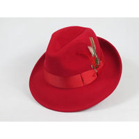 Men's Milani Wool Fedora Hat Soft Crushable Lined FD219 Fire Red