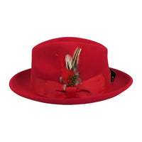 Men's Milani Wool Fedora Hat Soft Crushable Lined FD219 Fire Red