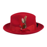 Men's Milani Wool Fedora Hat Soft Crushable Lined FD219 Fire Red