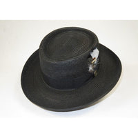 Men Bruno Capelo Braid Straw Style Spring Hat Wide Brim GAMBLER GAMS200 Black