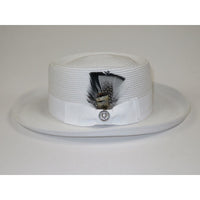 Men Bruno Capelo Braid Straw Style Spring Hat Wide Brim GAMBLER GAMS201 White