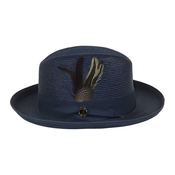 Men Bruno Capelo Summer Spring Soft Straw Style Hat Godfather GF204 Navy