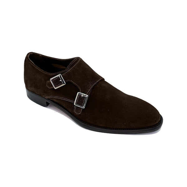 Giovacchini Belvedere Italian Shoes Monk Strap Suede Chocolate Francesco - J.Valintin Men's Wear Legend - Francesco Brown - 9