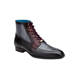 Belvedere Greco Black/Gray/Burgundy Ostrich Quill /Italian Leather Boots R79