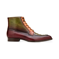 Belvedere Greco Burgundy Olive Brandy Ostrich Quill Italian Leather Boots R79