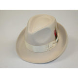 Men BENTLY HEADWEAR Hat Australian Wool Pinch Front Fedora Hudson HU429 Bone