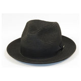 Men's Bently Semi Crushable Fedora Pinch Front Briad Hat Leonardo LE231 Black