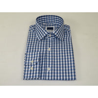 Men's Sports Dress Shirt MARCUZZI Turkey 100% Soft Cotton Marc7 Blue Checker