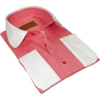 Men 100% Cotton Dress Shirt CIERO MONTERO Turkey 1A99 - 53 White Red Slim Fit - J.Valintin Men's Wear Legend - 101031