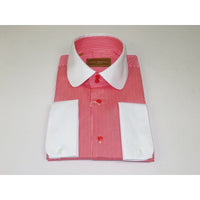 Men 100% Cotton Dress Shirt CIERO MONTERO Turkey 1A99 - 53 White Red Slim Fit - J.Valintin Men's Wear Legend - 101031