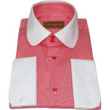 Men 100% Cotton Dress Shirt CIERO MONTERO Turkey 1A99 - 53 White Red Slim Fit - J.Valintin Men's Wear Legend - 101031