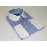 Men 100% Cotton Dress Shirt CIERO MONTERO Turkey 1A99 - 76 White Blue Slim Fit - J.Valintin Men's Wear Legend - 101023