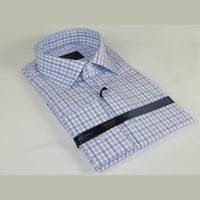 Men 100% Cotton Shirt Manschett Quesste Turkey Slim Fit 6019 - 02 Lilac Checkers - J.Valintin Men's Wear Legend - 96895