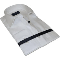 Men 100% Cotton Shirt Manschett Quesste Turkey Slim Fit 6048 - 02 White Fancy - J.Valintin Men's Wear Legend - 96925