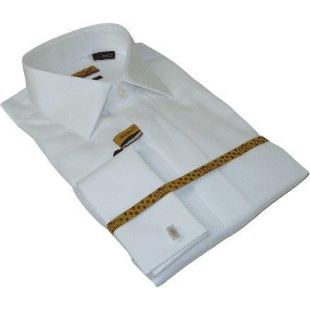 Men 100% Egyptian Cotton Shirt French Cuffs Wrinkle Resistance ENZO 71402 White - J.Valintin Men's Wear Legend - 9758