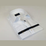 Men 100% Fancy Cotton Shirt Manschett Quesste Turkey Slim Fit 6041 - 03 White - J.Valintin Men's Wear Legend - 96910